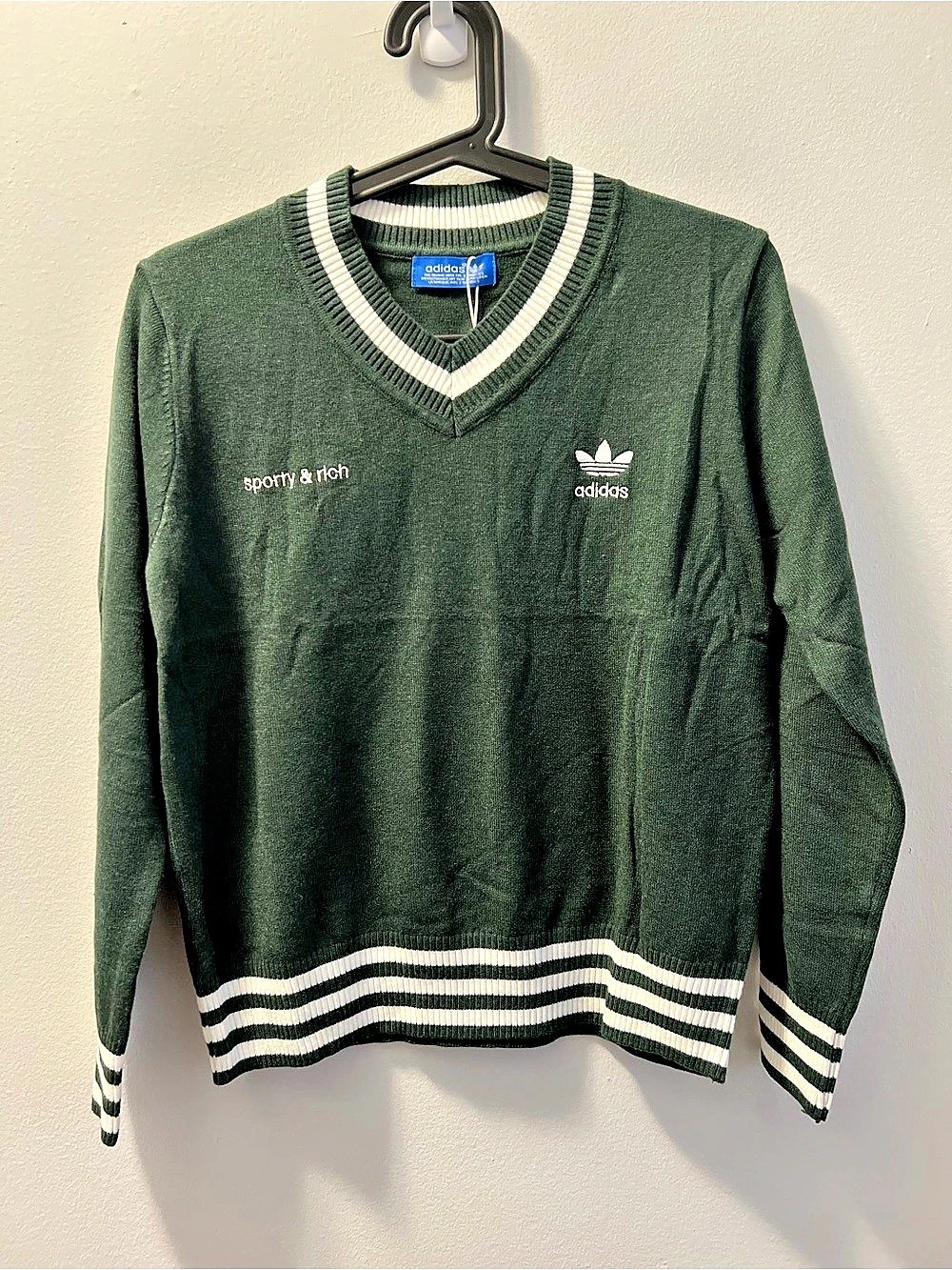 adidas Green V-Neck Sweater Like New